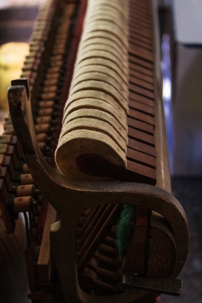 services-06 Detailed view of piano hammers, showcasing craftsmanship and intricate design.